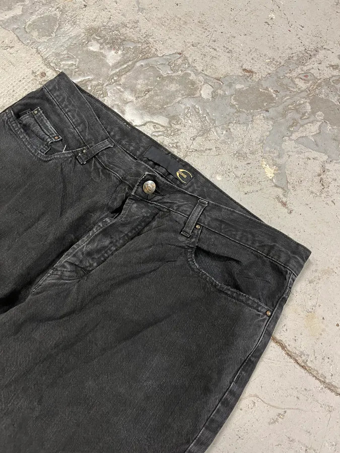 SS2006 Cavalli Black Cozy Straight Denim Jeans ccQPyOK 5