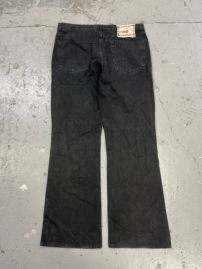 SS2006 Cavalli Black Cozy Straight Denim Jeans ccQPyOK 7