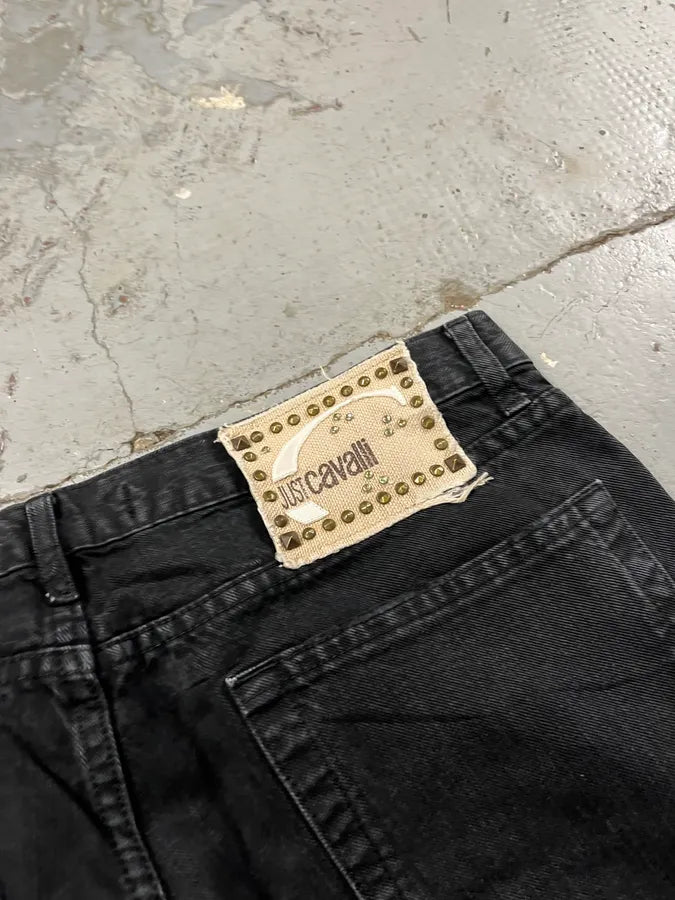 SS2006 Cavalli Black Cozy Straight Denim Jeans ccQPyOK 8