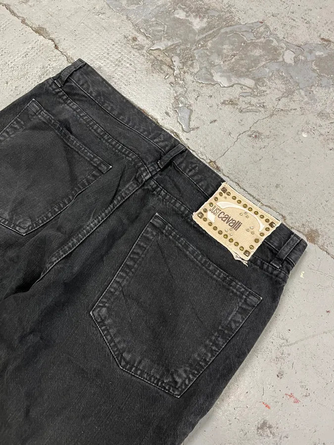 SS2006 Cavalli Black Cozy Straight Denim Jeans ccQPyOK 9