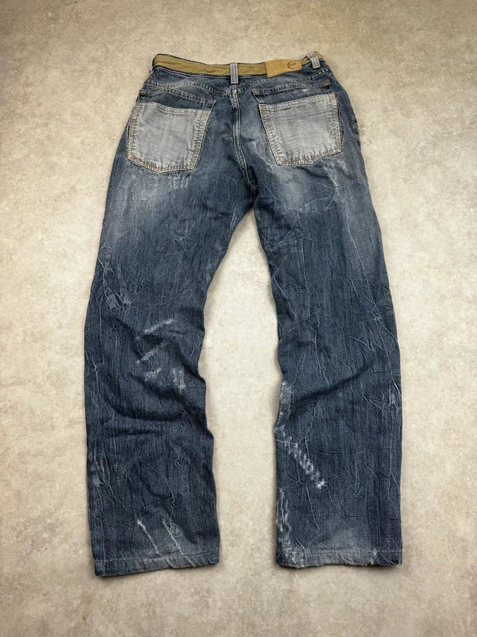 SS2006 Cavalli Blue Faded Distressed Rope Belt Jeans TIRNnvx 1