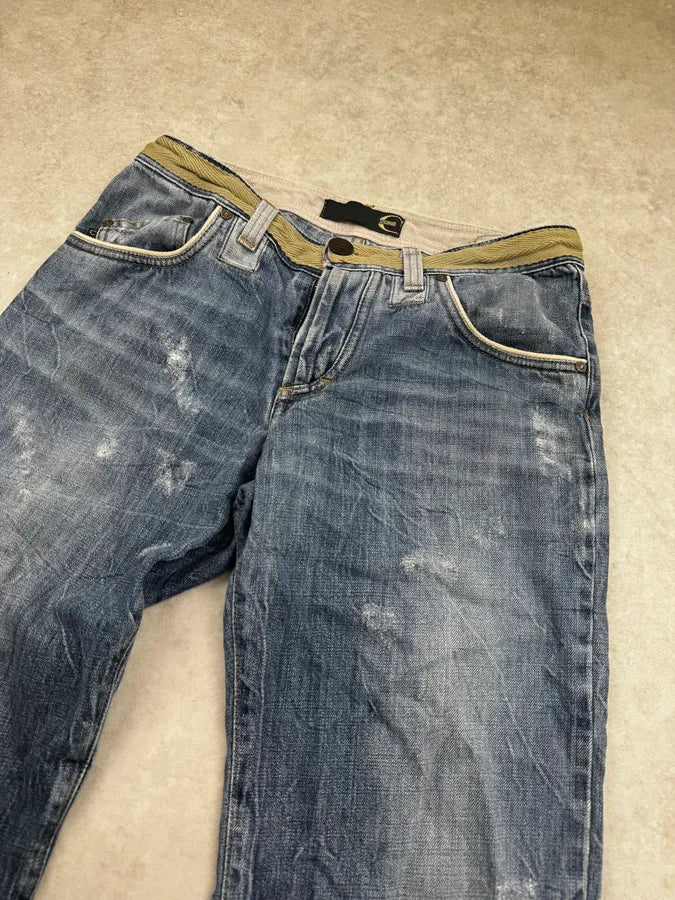 SS2006 Cavalli Blue Faded Distressed Rope Belt Jeans TIRNnvx 5