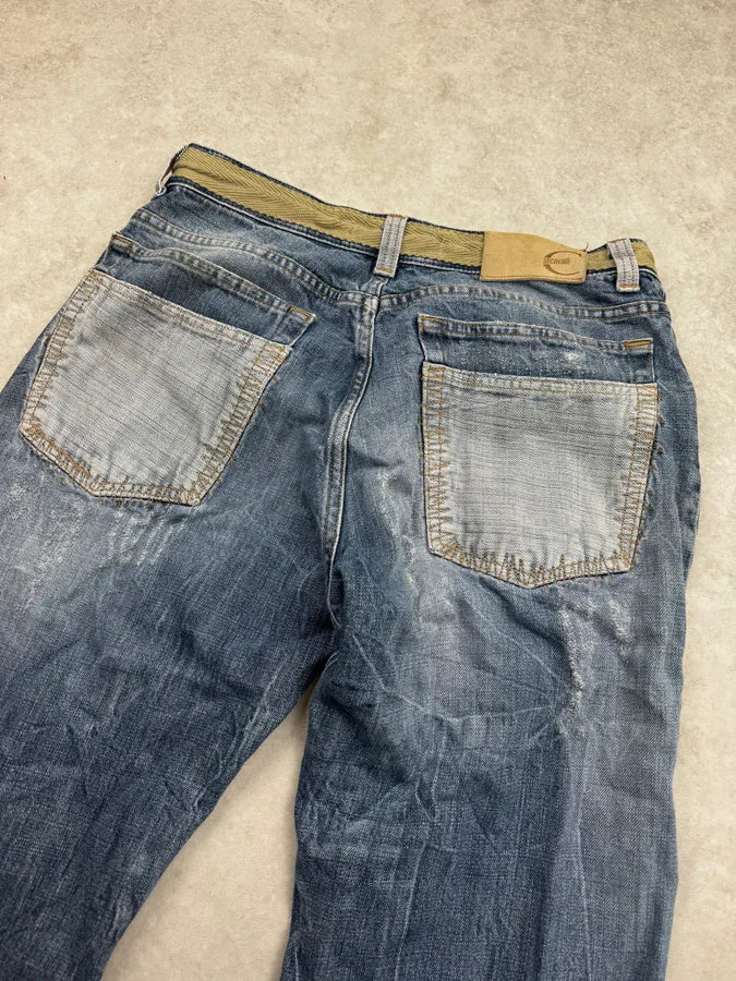 SS2006 Cavalli Blue Faded Distressed Rope Belt Jeans TIRNnvx 6