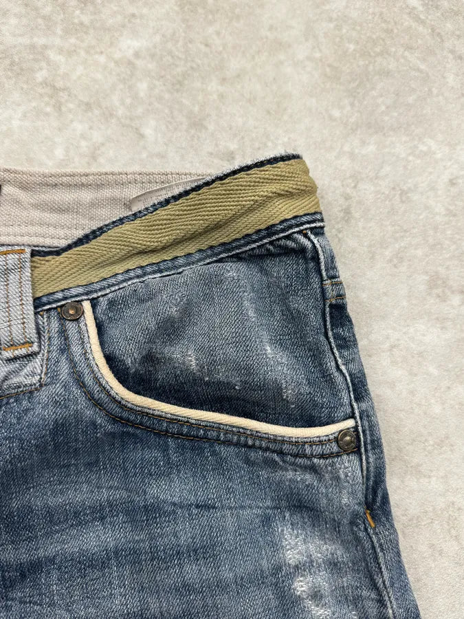 SS2006 Cavalli Blue Faded Distressed Rope Belt Jeans TIRNnvx 7