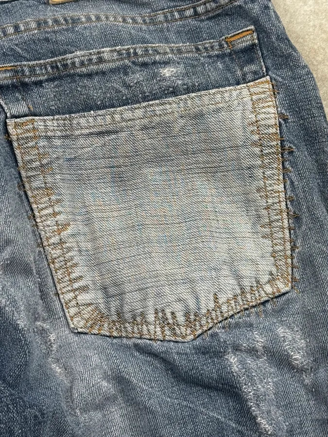 SS2006 Cavalli Blue Faded Distressed Rope Belt Jeans TIRNnvx 9