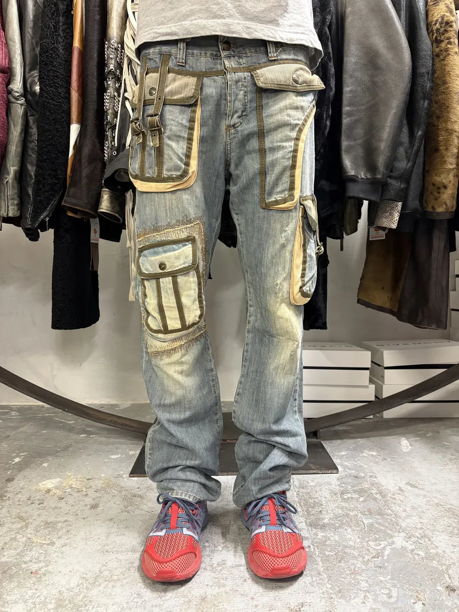 SS2006 Cavalli Cargo Gun Multi Pockets Cowboy Denim Jeans (L) NHzfuPt 0