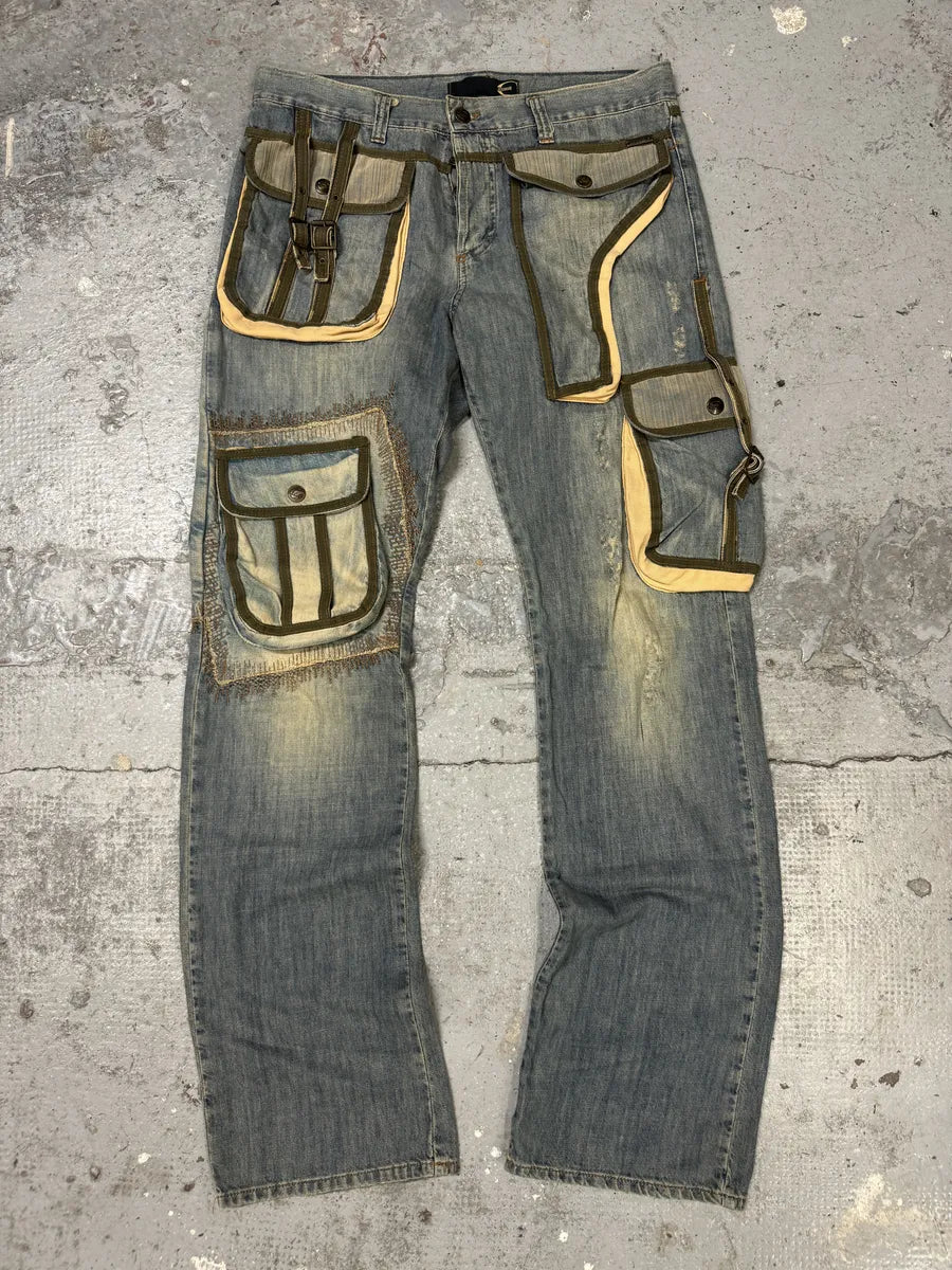 SS2006 Cavalli Cargo Gun Multi Pockets Cowboy Denim Jeans (L) NHzfuPt 1