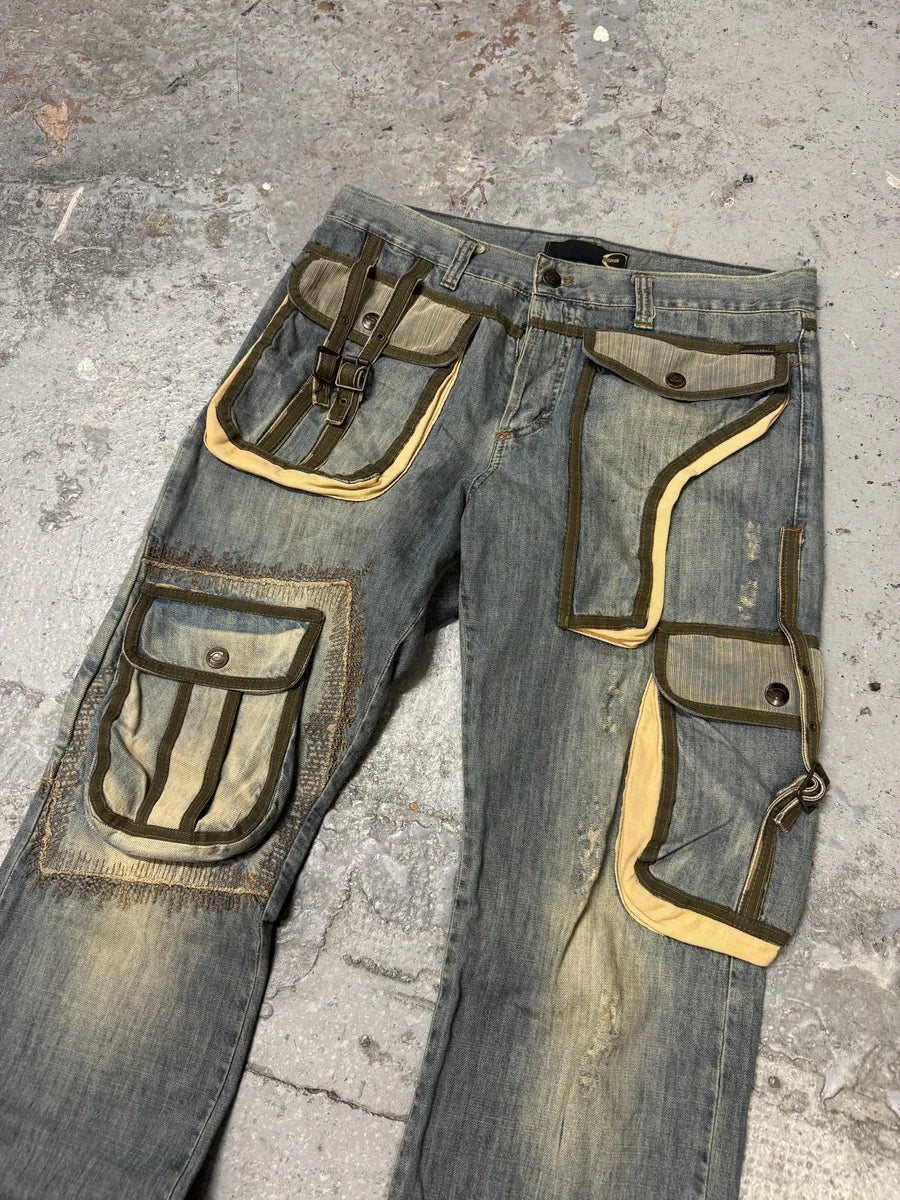 SS2006 Cavalli Cargo Gun Multi Pockets Cowboy Denim Jeans (L) NHzfuPt 10