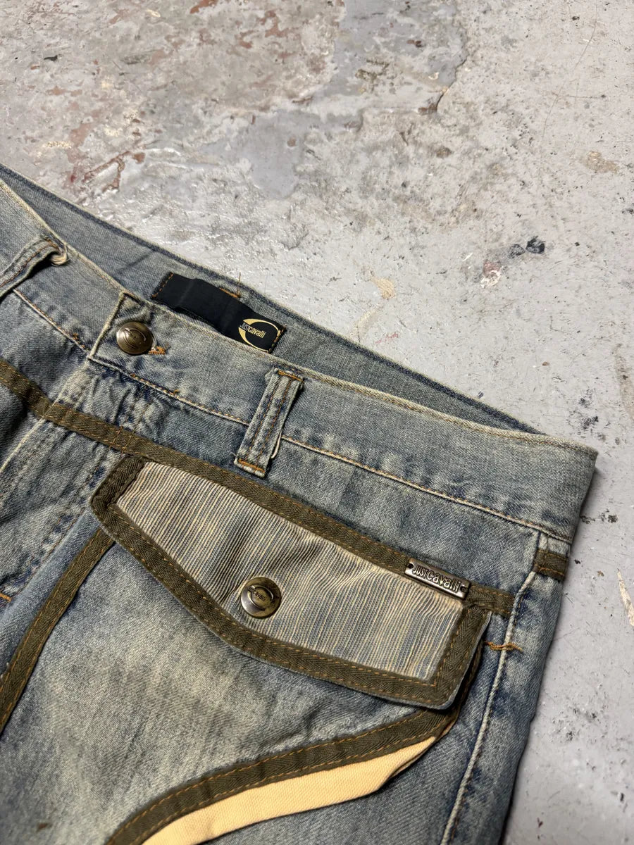 SS2006 Cavalli Cargo Gun Multi Pockets Cowboy Denim Jeans (L) NHzfuPt 9