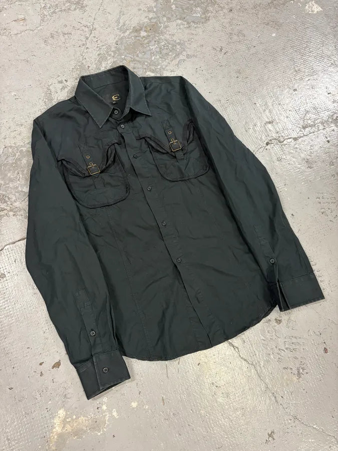 SS2006 Cavalli Cargo Multi Pockets Black Shirt QlJfWzW 3