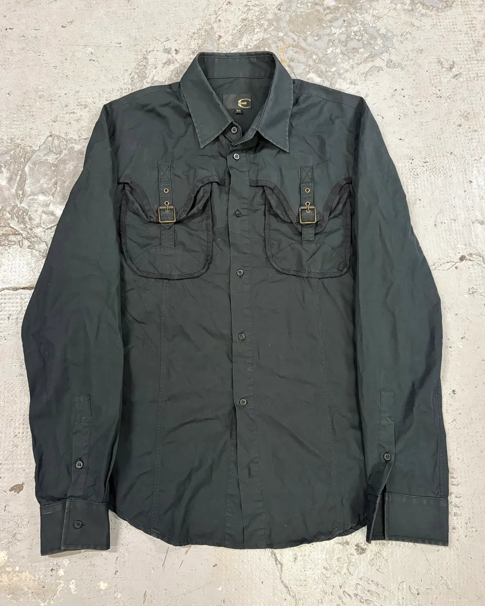 SS2006 Cavalli Cargo Multi Pockets Black Shirt QlJfWzW 0