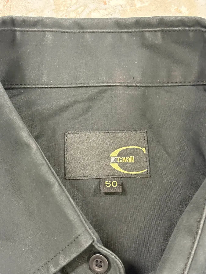 SS2006 Cavalli Cargo Multi Pockets Black Shirt QlJfWzW 7