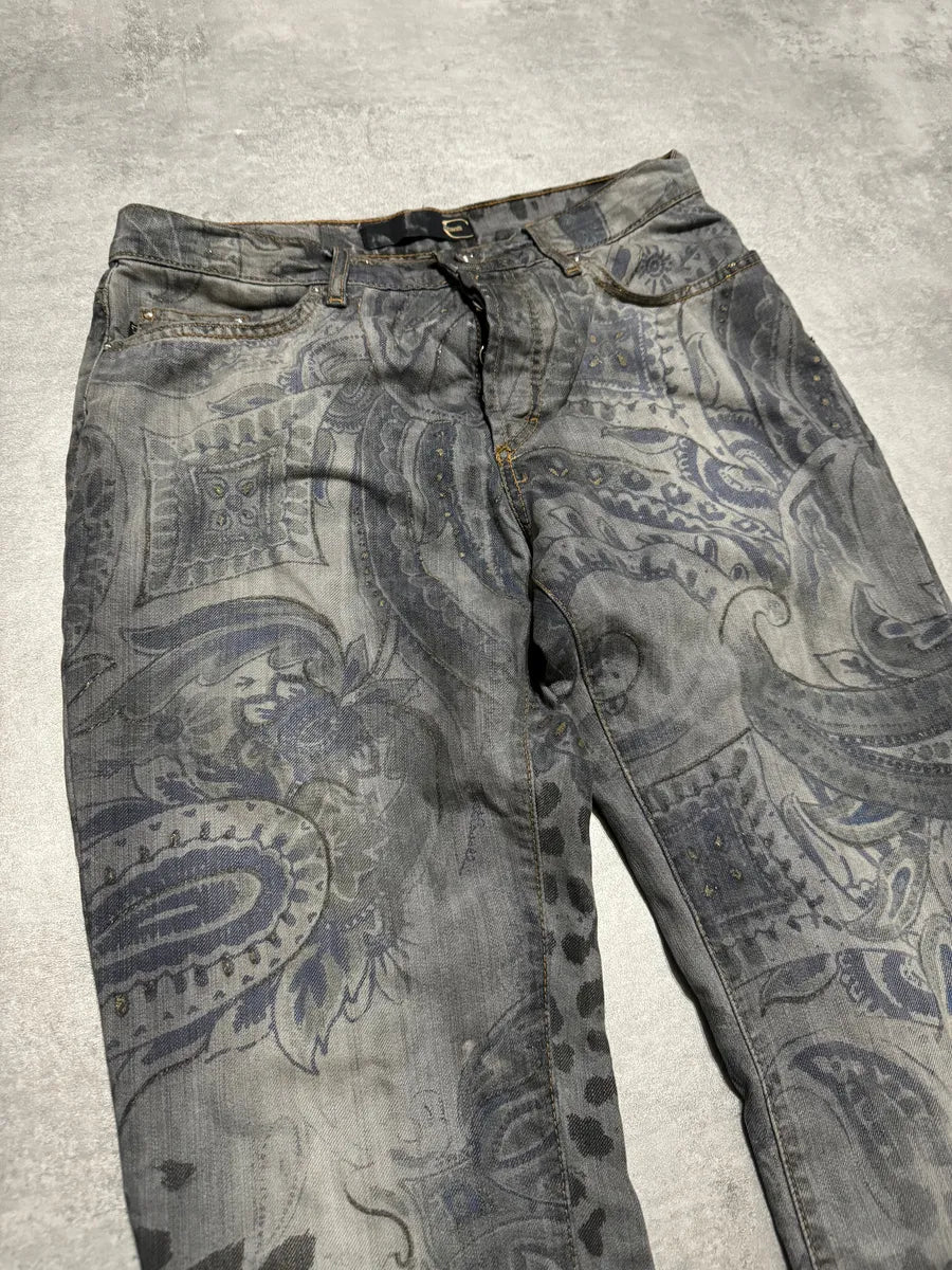 SS2006 Cavalli Contemporary Panther Astro Grey Pants (S) 6