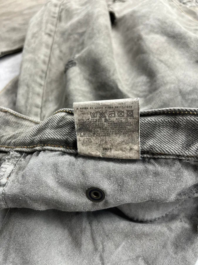 SS2006 Cavalli Dirty Effect Distressed Grey Flared Denim Jeans hkpAakA 12