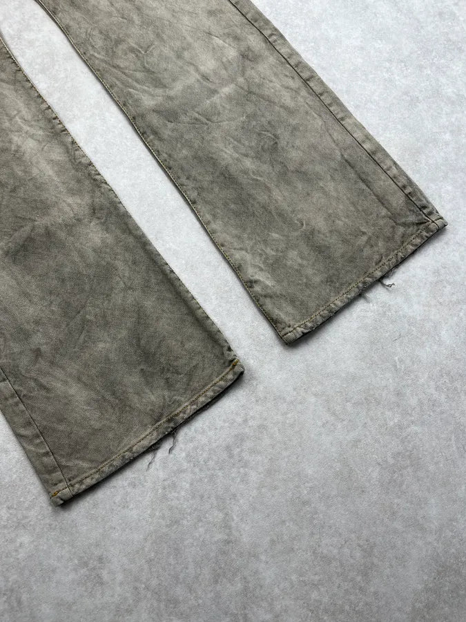 SS2006 Cavalli Dirty Effect Distressed Grey Flared Denim Jeans hkpAakA 6