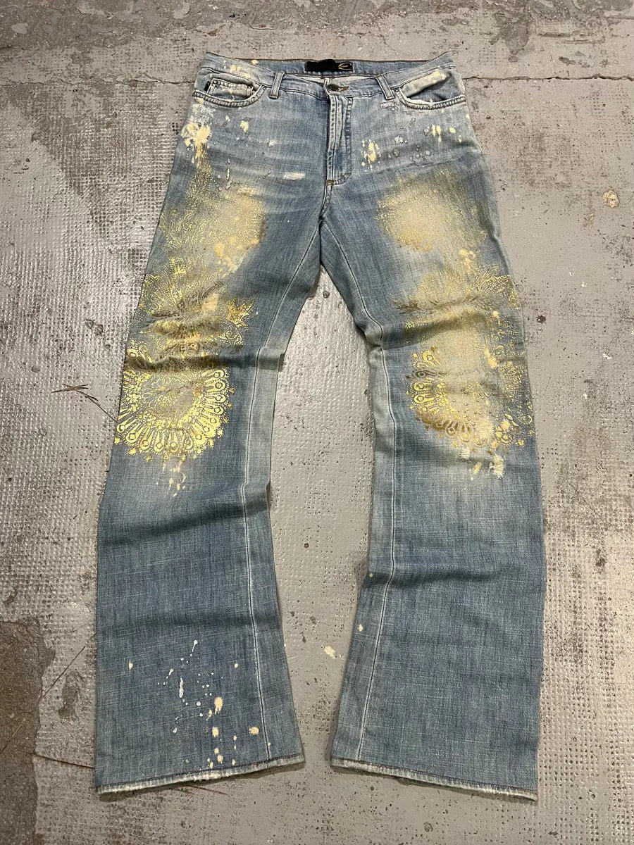 SS2006 Cavalli Gold Embellished Light Blue Distressed Jeans xmXinPX 1