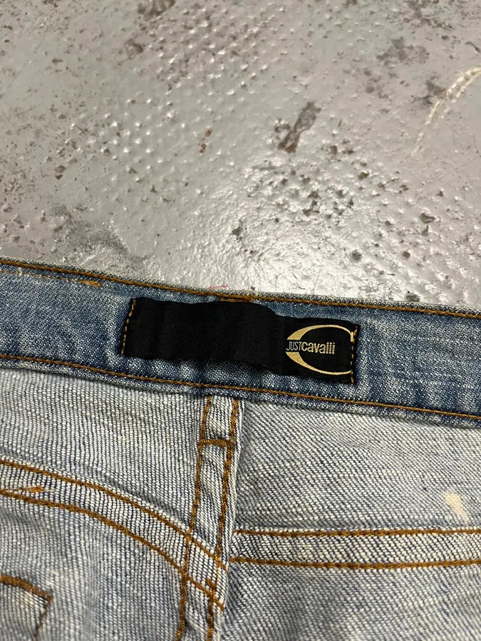 SS2006 Cavalli Gold Embellished Light Blue Distressed Jeans xmXinPX 11