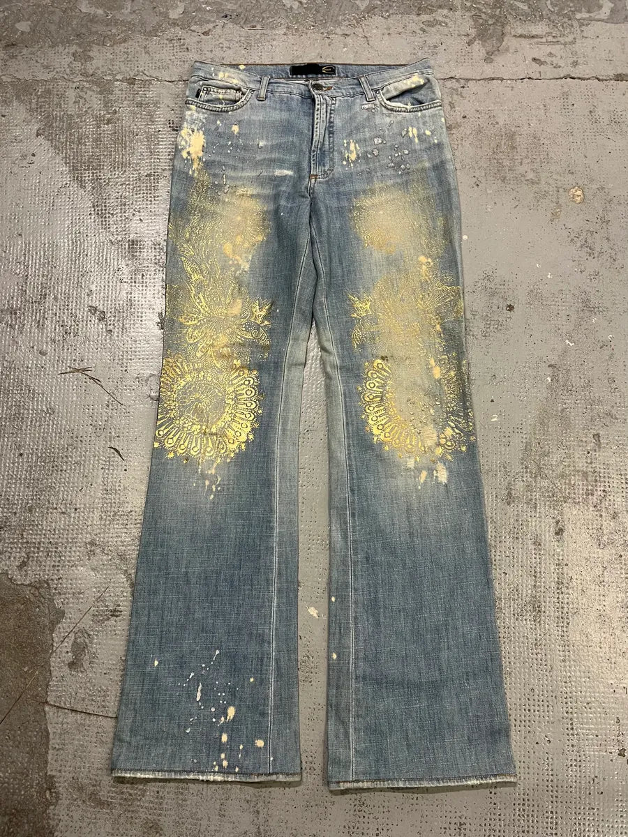 SS2006 Cavalli Gold Embellished Light Blue Distressed Jeans xmXinPX 4