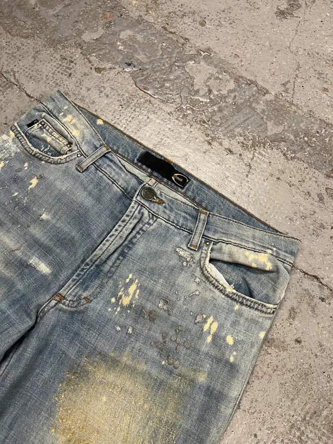 SS2006 Cavalli Gold Embellished Light Blue Distressed Jeans xmXinPX 5
