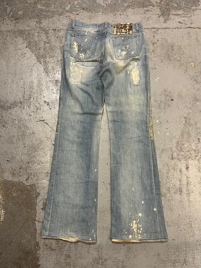 SS2006 Cavalli Gold Embellished Light Blue Distressed Jeans xmXinPX 7