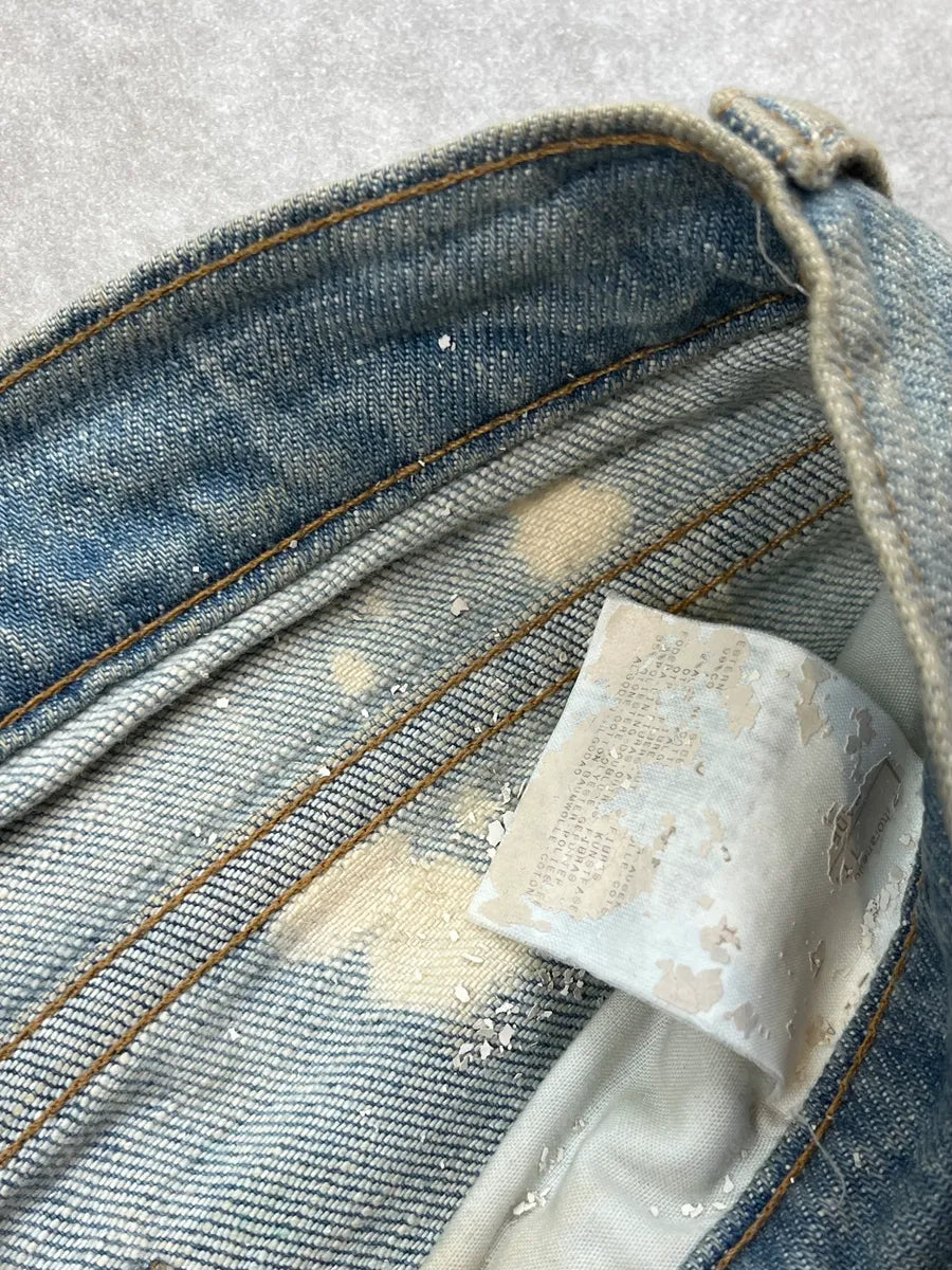 SS2006 Cavalli Painted Distressed Relaxed Royal Denim Jeans FSYVlGj 11