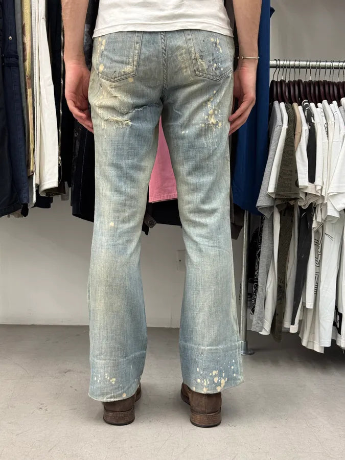 SS2006 Cavalli Painted Distressed Relaxed Royal Denim Jeans FSYVlGj 2