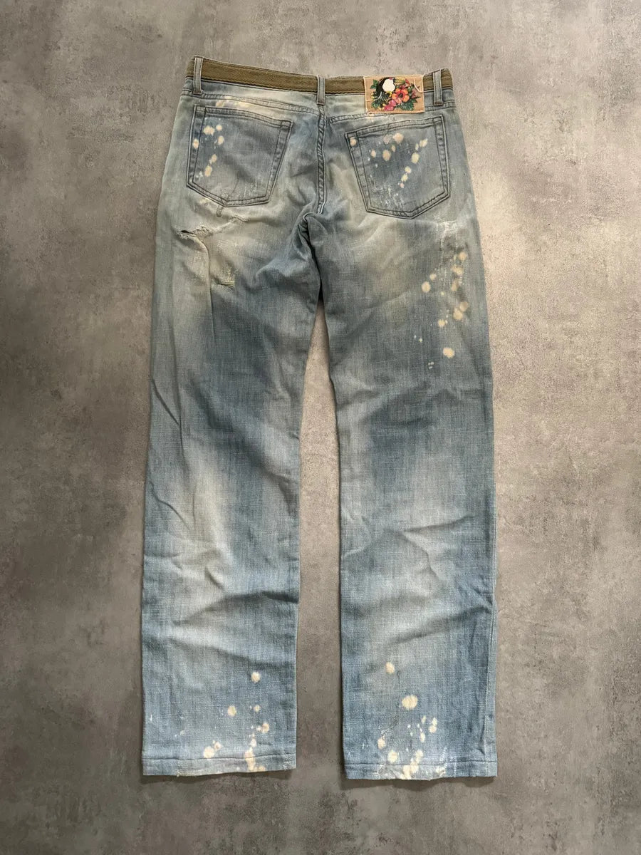 SS2006 Cavalli Painted Distressed Relaxed Royal Denim Jeans odUoJEs 1