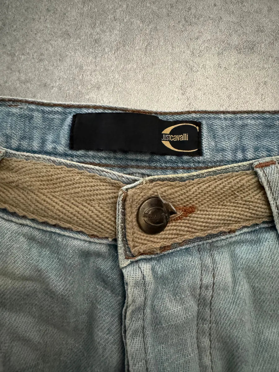 SS2006 Cavalli Painted Distressed Relaxed Royal Denim Jeans odUoJEs 6