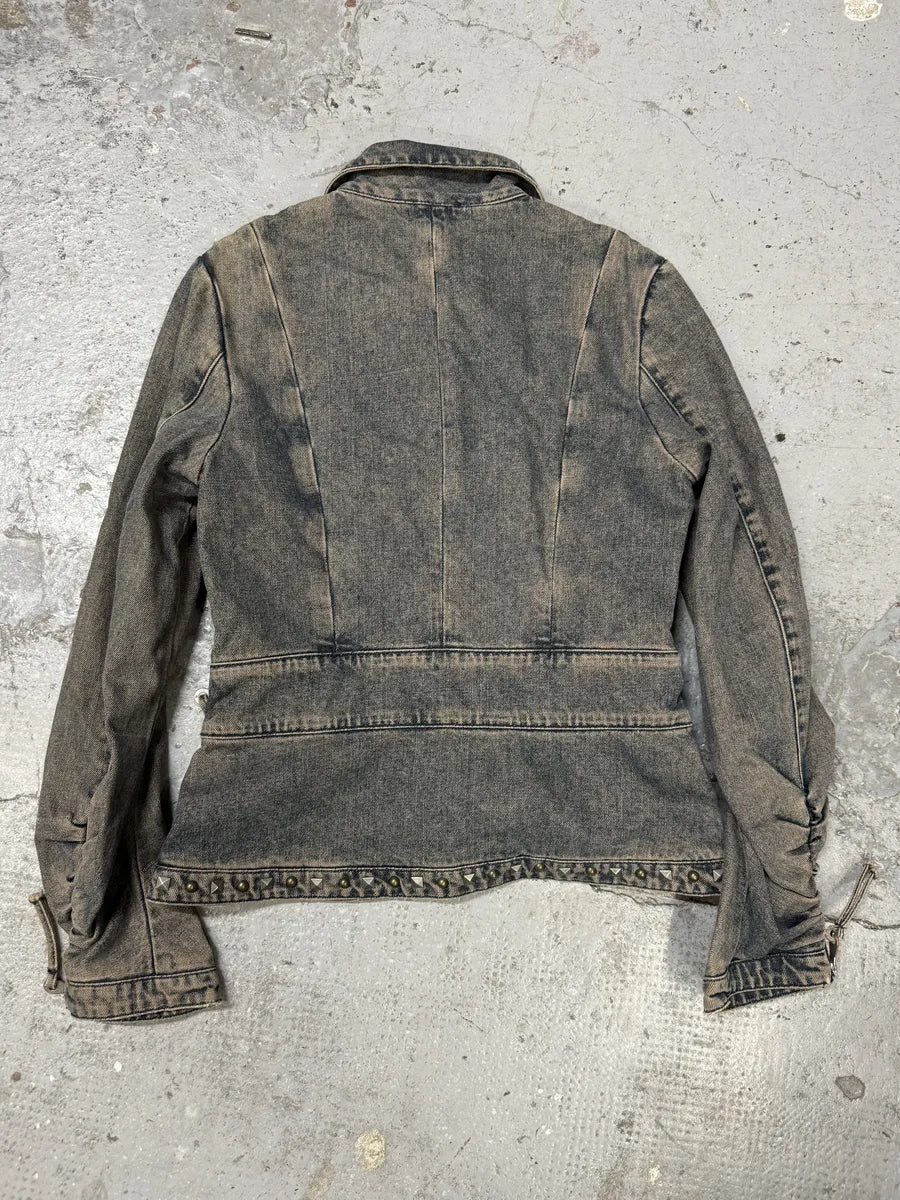 SS2006 Cavalli Pleats Studded Blue Denim Jacket MuvuORl 1