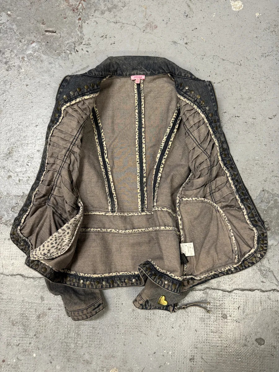 SS2006 Cavalli Pleats Studded Blue Denim Jacket MuvuORl 3