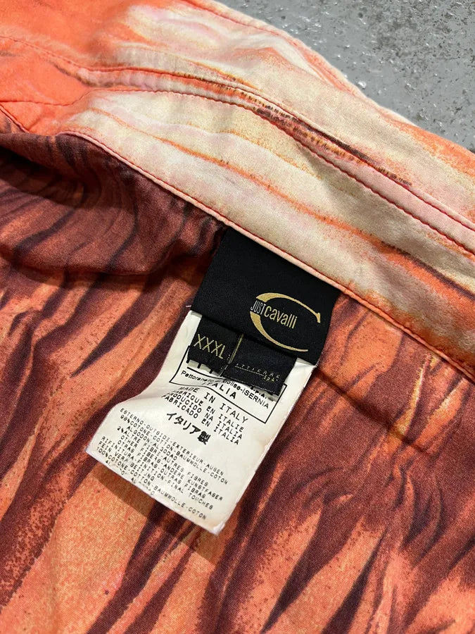 SS2006 Cavalli Tie-Dye Striped Orange Shirt hYvqfqs 11