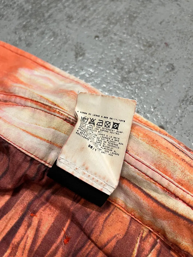 SS2006 Cavalli Tie-Dye Striped Orange Shirt hYvqfqs 12