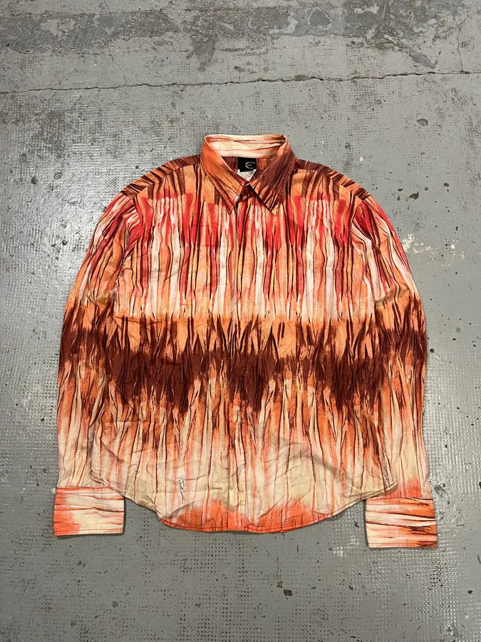 SS2006 Cavalli Tie-Dye Striped Orange Shirt hYvqfqs 3