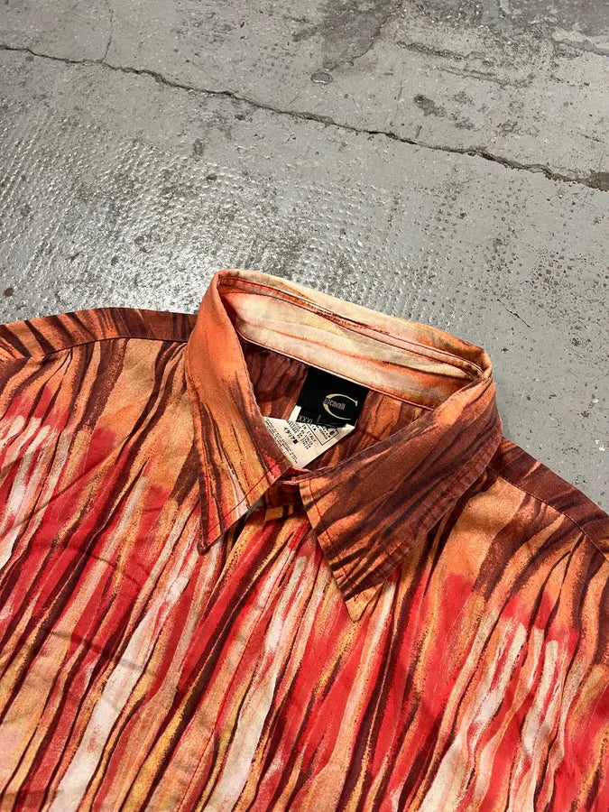SS2006 Cavalli Tie-Dye Striped Orange Shirt hYvqfqs 4