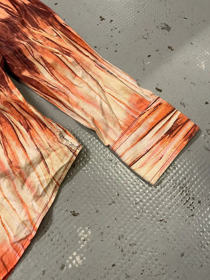 SS2006 Cavalli Tie-Dye Striped Orange Shirt hYvqfqs 5