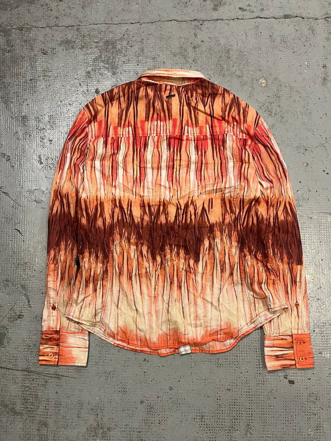 SS2006 Cavalli Tie-Dye Striped Orange Shirt hYvqfqs 6