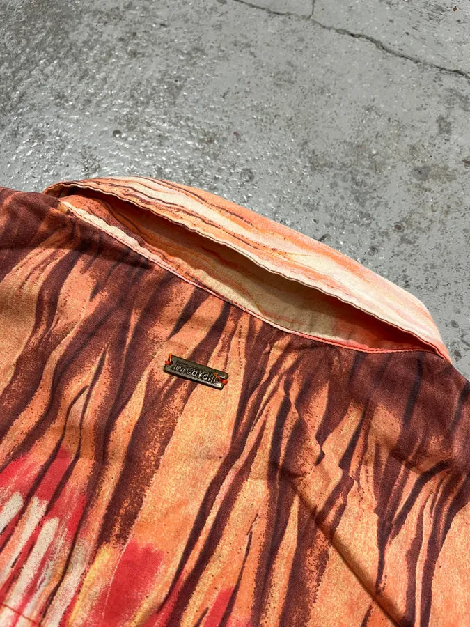 SS2006 Cavalli Tie-Dye Striped Orange Shirt hYvqfqs 7