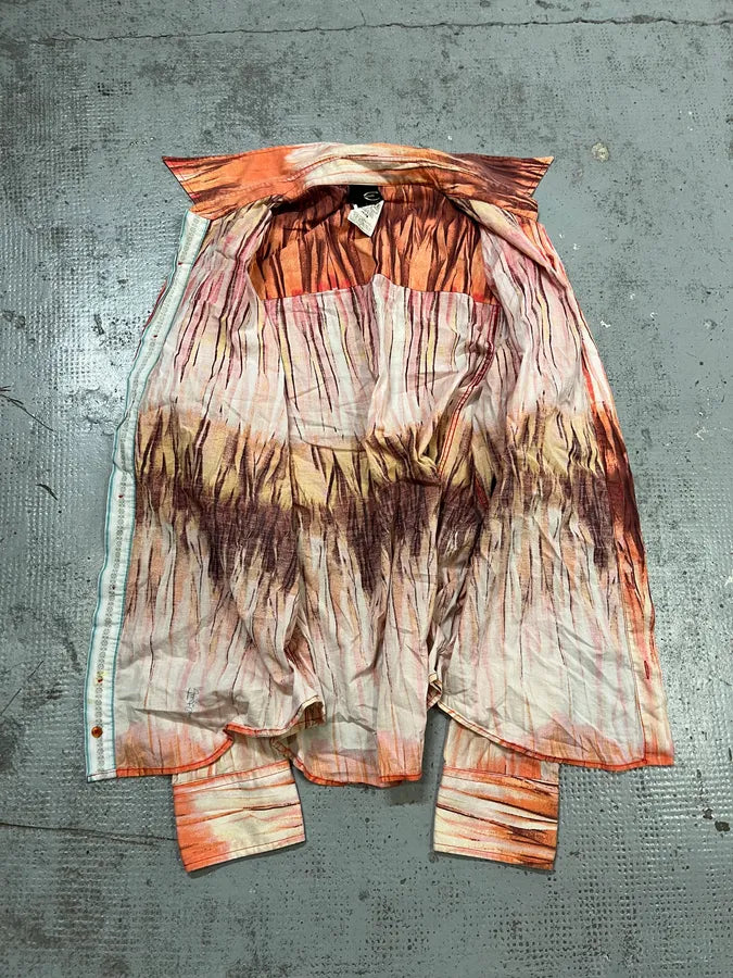 SS2006 Cavalli Tie-Dye Striped Orange Shirt hYvqfqs 9