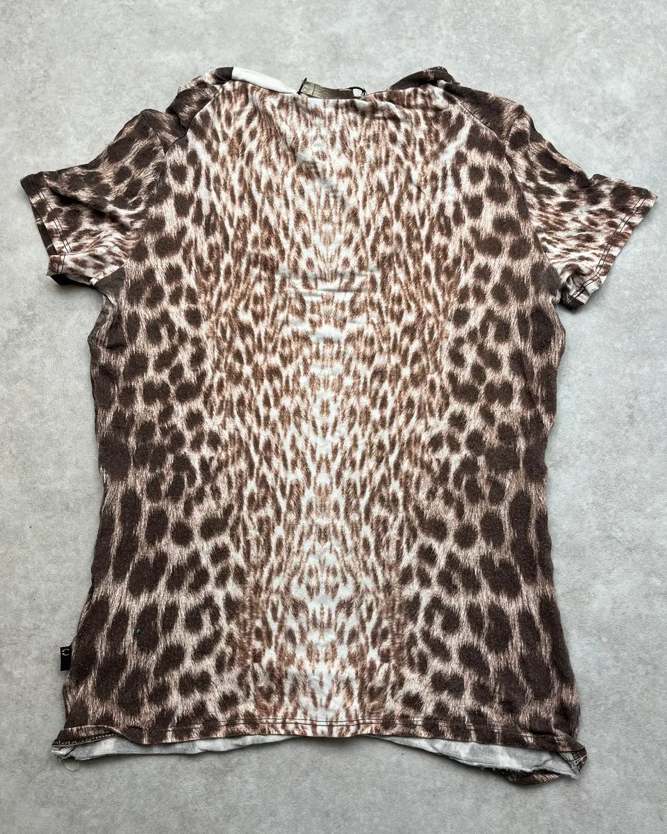 SS2006 Cavalli White & Brown Leopard Print T-Shirt gaBodRZ 7
