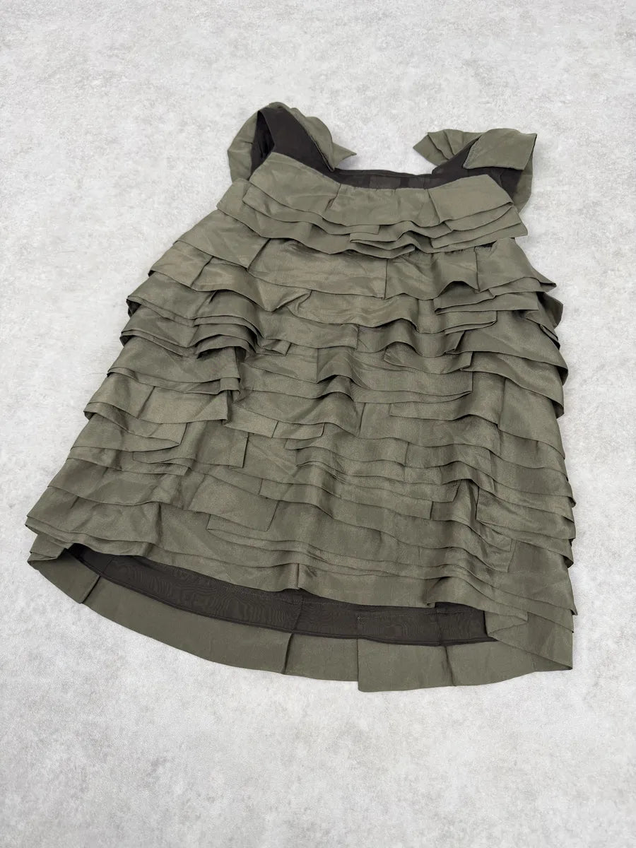 SS2006 Chloé Khaki Green Relief Silk Tank Top BYOEYKb 3