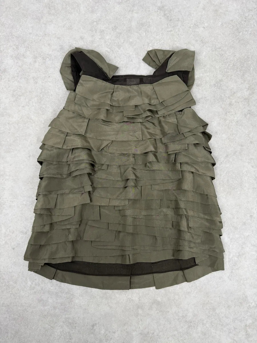 SS2006 Chloé Khaki Green Relief Silk Tank Top BYOEYKb 4