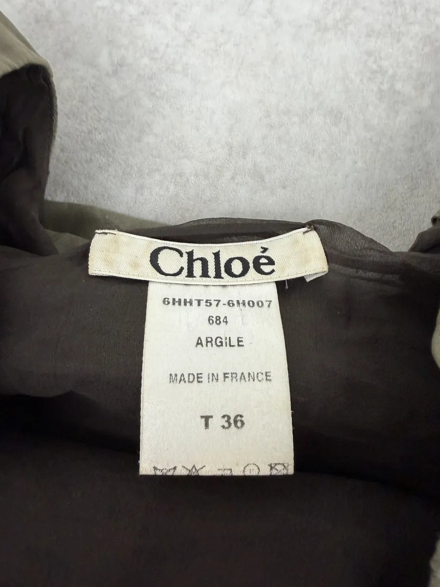 SS2006 Chloé Khaki Green Relief Silk Tank Top BYOEYKb 7