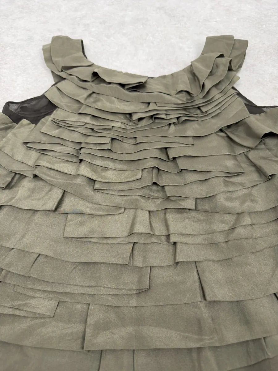 SS2006 Chloé Khaki Green Relief Silk Tank Top BYOEYKb 8