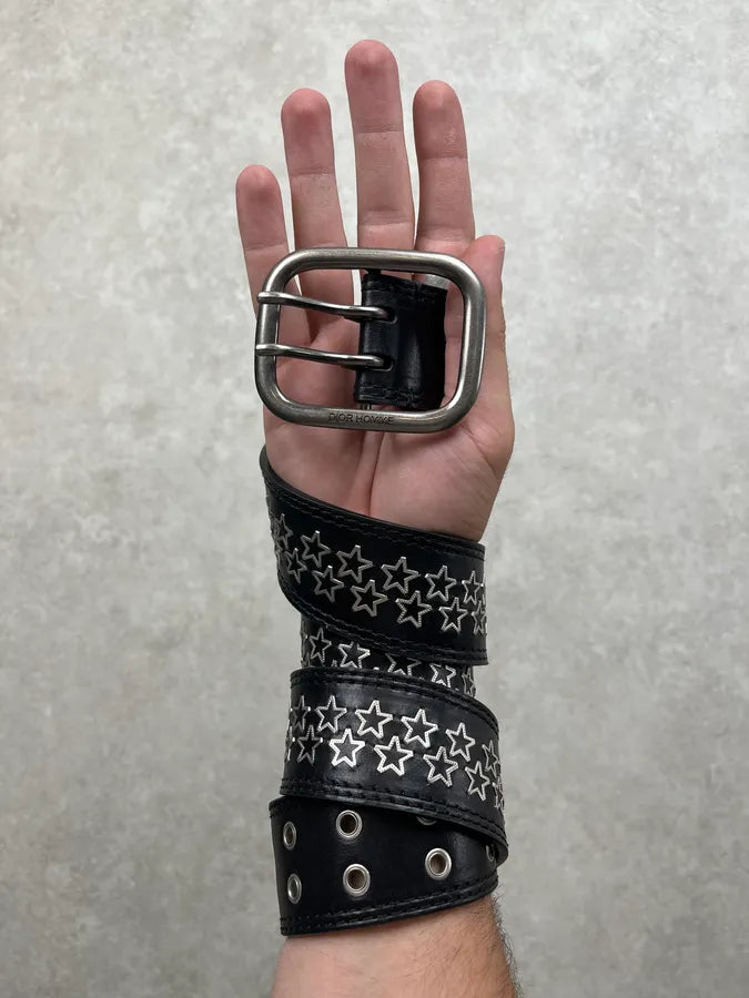 SS2006 Dior Homme Black Leather Star Studded Belt by Hedi Slimane anilyfE 0