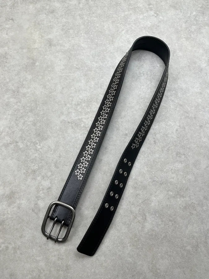 SS2006 Dior Homme Black Leather Star Studded Belt by Hedi Slimane anilyfE 2