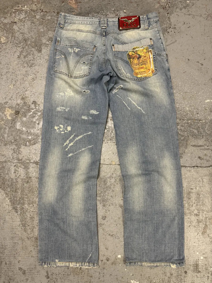 SS2006 Dolce & Gabbaba Blue Faded Denim Jeans (L) VqPkymi 0