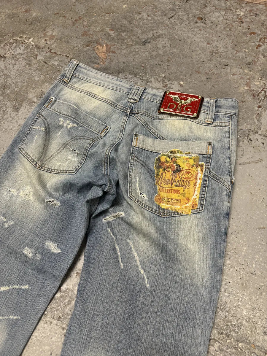 SS2006 Dolce & Gabbaba Blue Faded Denim Jeans (L) VqPkymi 8