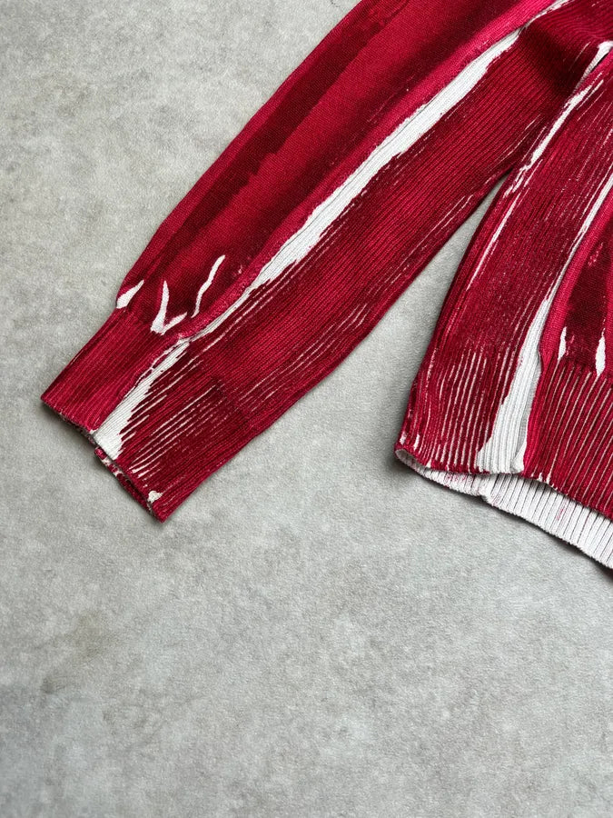 SS2006 Dolce & Gabbana Abstract Red & White V Neck Sweater dnLhgnh 4