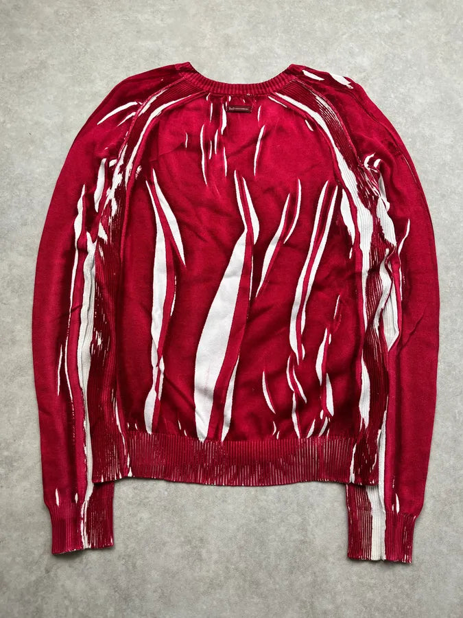SS2006 Dolce & Gabbana Abstract Red & White V Neck Sweater dnLhgnh 7