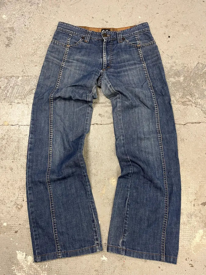 SS2006 Dolce & Gabbana Avant-Garde Blue Twisted Denim Jeans (S) 0